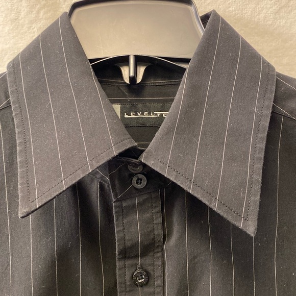 Level Ten Black Men’s Button-Down Striped Dress Shirt - Picture 2 of 15